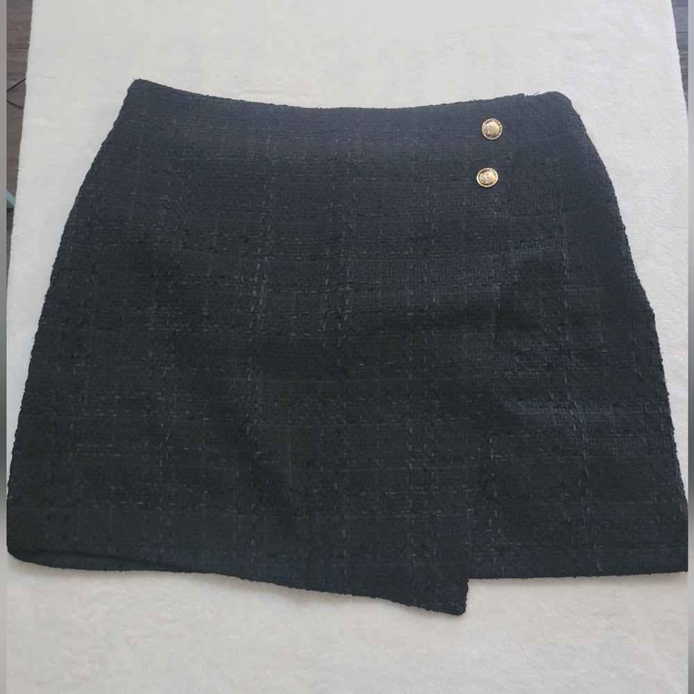 Nine West Black Tweed Skirt with Gold Accents Size XXL